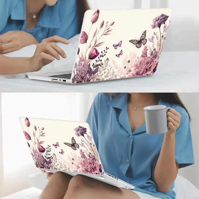 Alt view image 5 of 5 - Mektron Case for MacBook Pro 14 inch 2024 2023 2021 Model M4 A3112 A3401 A3185 M3 A2918 A2992 M2 A2779 M1 A2442 Pro/Max, Plastic Hard Shell Case Cover for MacBook Pro 14", Butterfly Flower C074