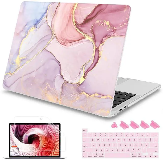 Main image of Mektron Case for MacBook Pro 16 inch A2141, Pink Marble Clear Hard Shell Cover 2020 2019 Pro 16-inch with Touch bar & Touch ID w/Keyboard Cover Skin Screen Protector Dust Plug