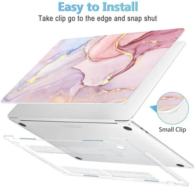 Alt view image 3 of 5 - Mektron Case for MacBook Pro 16 inch A2141, Pink Marble Clear Hard Shell Cover 2020 2019 Pro 16-inch with Touch bar & Touch ID w/Keyboard Cover Skin Screen Protector Dust Plug
