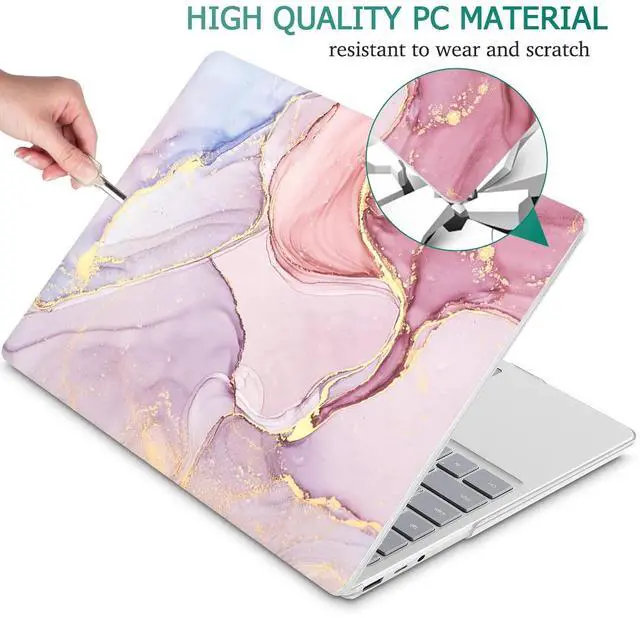 Alt view image 5 of 5 - Mektron Case for 13.5" Microsoft Surface Laptop 5/4/3 with Metal Palm Rest Model 1951/1868,2019/2021/2022 Plastic Hard Shell Cover with Screen Protector + Keyboard Cover + Dust Plug,Pink Marble