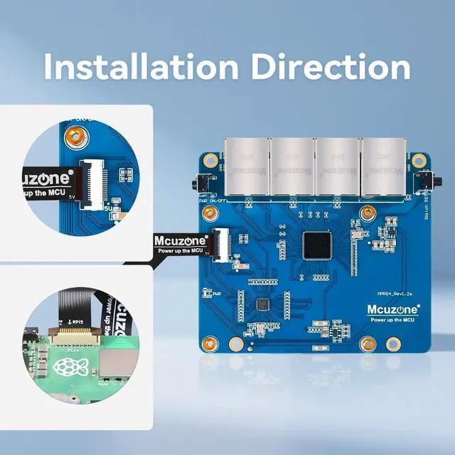 Alt view image 3 of 5 - MPRG4 for Raspberry Pi 5 Pcie to 4-Way Gigabit Ethernet, Drive-Free, Plug and Play, Can Be Connected to 4g-Single Board Mprg4,with 1x Gigabit Ethernet,4xscrew,1xfpc Shielded Cable