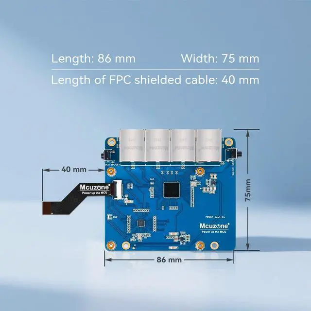 Alt view image 5 of 5 - MPRG4 for Raspberry Pi 5 Pcie to 4-Way Gigabit Ethernet, Drive-Free, Plug and Play, Can Be Connected to 4g-Single Board Mprg4,with 1x Gigabit Ethernet,4xscrew,1xfpc Shielded Cable
