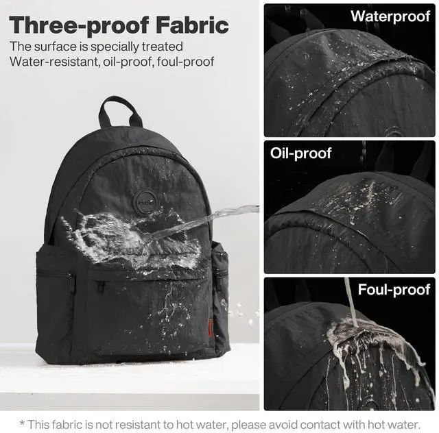 Alt view image 4 of 5 - mixi Outdoor Lightweight Backpack Casual Carry On Laptop Backpack Travel Bookbag for Women Men, Water Resistant Durable Hiking Bag for Camping Weekender Sports College Work, 17 Inch, Black