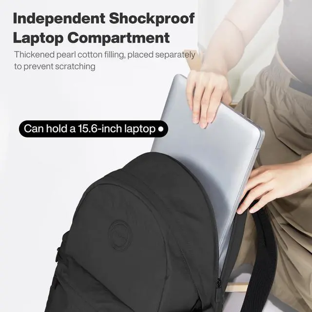 Alt view image 5 of 5 - mixi Outdoor Lightweight Backpack Casual Carry On Laptop Backpack Travel Bookbag for Women Men, Water Resistant Durable Hiking Bag for Camping Weekender Sports College Work, 17 Inch, Black