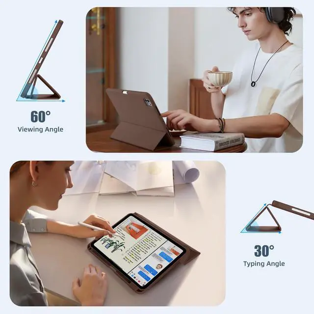 Alt view image 5 of 5 - Kidopire New Compatible with iPad Pro 11 Inch Case (M4 2024/M5 2025) with Pencil Holder, Smart Cover with Protective Trifold Stand & Soft TPU Back, Auto Wake/Sleep, Support Pencil Pro, Dark Brown