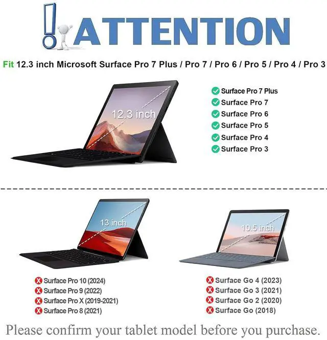 Alt view image 2 of 5 - Nanhent Touchpad Keyboard Case for 12.3" Microsoft Surface Pro 7+/Pro 7/Pro 6/Pro 5/Pro 4/Pro 3, 7 Color Rainbow Backlight Detachable Bluetooth Trackpad Keyboard Folio Smart Cover