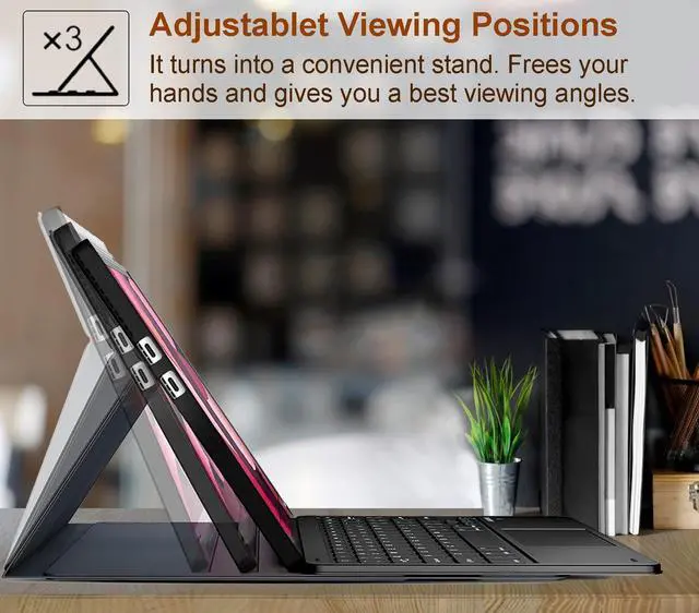 Alt view image 4 of 5 - Nanhent Touchpad Keyboard Case for 12.3" Microsoft Surface Pro 7+/Pro 7/Pro 6/Pro 5/Pro 4/Pro 3, 7 Color Rainbow Backlight Detachable Bluetooth Trackpad Keyboard Folio Smart Cover