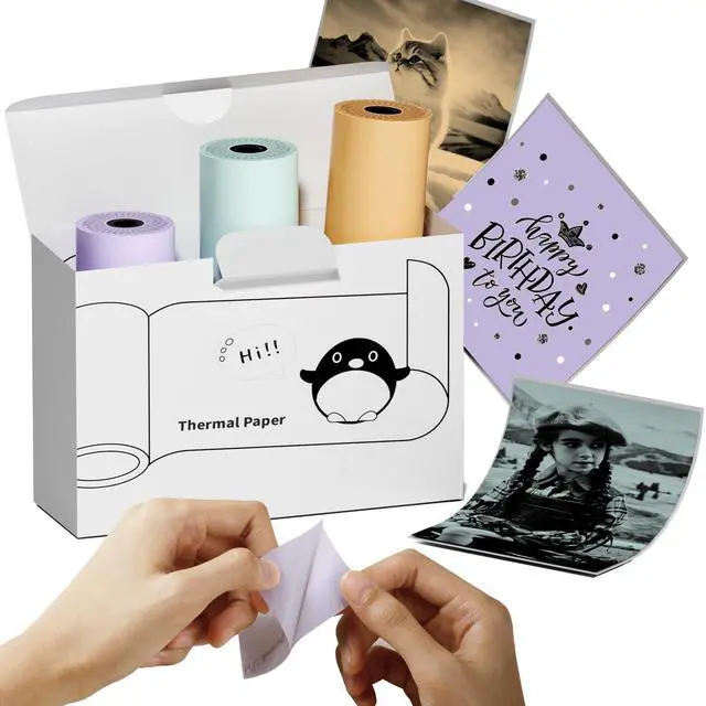 Alt view image 3 of 5 - NelkoGlobal Bluetooth Sticker Printer with 3 Rolls of 50mm*3.5m Green/Purple/Orange Self-Adhesive Thermal Printer Paper