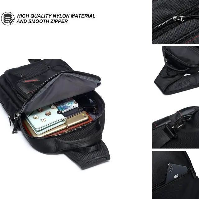 Alt view image 5 of 5 - NICGID Sling Bags, Chest Shoulder Backpacks Crossbody Purse Outdoor Chest Bag Travel Backpack for Men Women (Black-385)