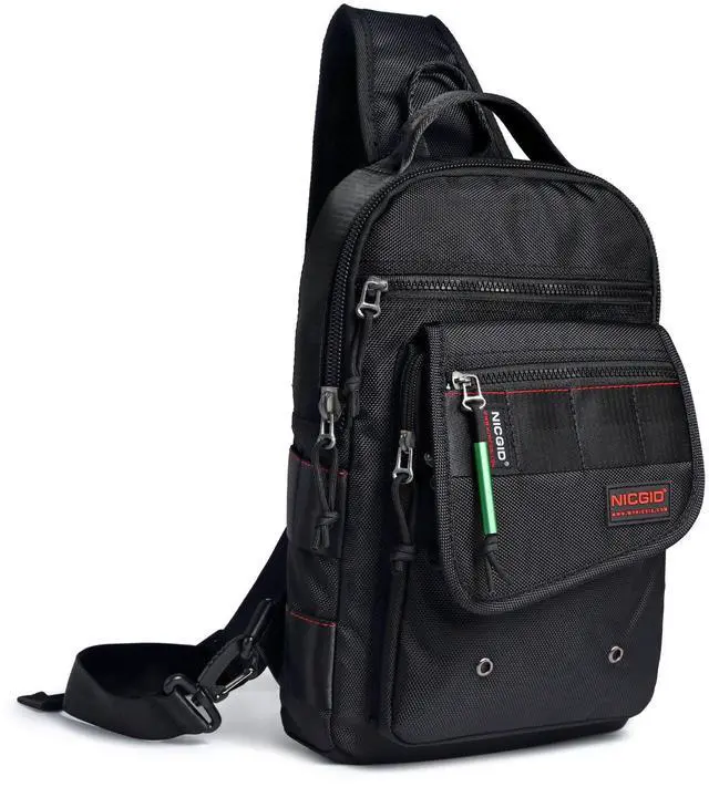 Main image of NICGID Sling Bags, Chest Shoulder Backpacks Crossbody Purse Outdoor Chest Bag Travel Backpack for Men Women (Black-385)