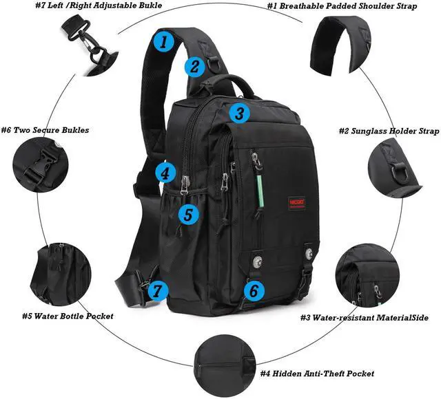 Alt view image 3 of 5 - NICGID Sling Bags Chest Shoulder Backpacks, 13.3'' Laptop Backpack Crossbody Messenger Bag Travel Outdoor Men Women