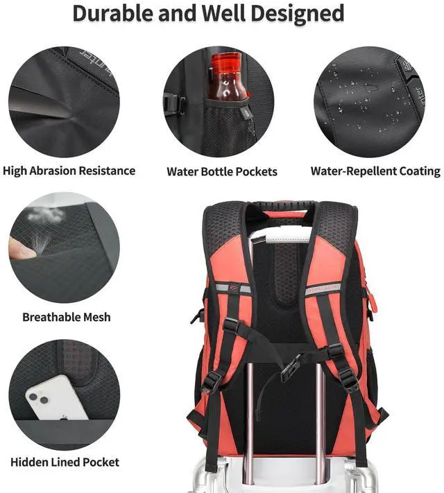 Alt view image 4 of 5 - ARCTIC HUNTER AH Orange (Yellow) 15.6 In Laptop Travel Backpack for Couple Women Men, 30L Anti-Theft Compact Carry on Travel Flight Approved for Work, Commuting, and Weekend Casual Daypack