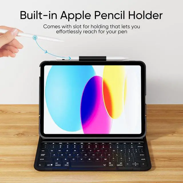 Alt view image 3 of 5 - PAUL B for iPad 10th/11th Generation Case with Keyboard 10.9 Inch 2022/11 Inch 2025,Cover with Pencil Holder,Integrated for 10 Gen/11 Gen(A16),Wireless iPad Keyboard Case,Thin & Light (Black)