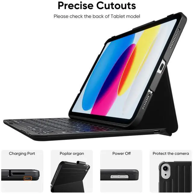 Alt view image 4 of 5 - PAUL B for iPad 10th/11th Generation Case with Keyboard 10.9 Inch 2022/11 Inch 2025,Cover with Pencil Holder,Integrated for 10 Gen/11 Gen(A16),Wireless iPad Keyboard Case,Thin & Light (Black)