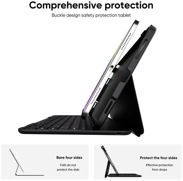 Alt view image 5 of 5 - PAUL B for iPad 10th/11th Generation Case with Keyboard 10.9 Inch 2022/11 Inch 2025,Cover with Pencil Holder,Integrated for 10 Gen/11 Gen(A16),Wireless iPad Keyboard Case,Thin & Light (Black)