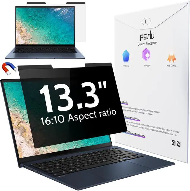 Main image of Peslv Magnetic Laptop Privacy Screen 13.4 & 13.3 inch for 16:10 Computer Monitor, 13" Removable Anti Glare Protector Blue Light Filter Shield Compatible with Lenovo Hp Dell Acer Asus Thinkpad Envy Xps