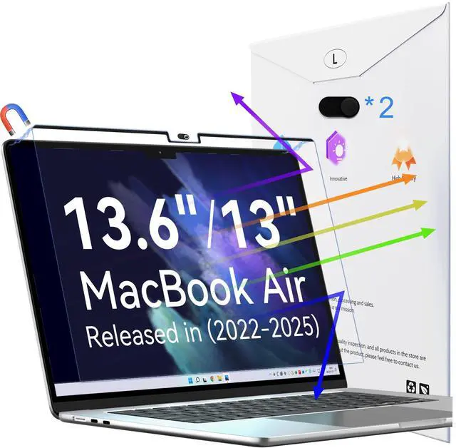 Main image of Peslv Magnetic Anti Blue Light Screen Protector for MacBook Air 13.6/13 Inch (2022-2025, M2, M3, M4), Removable Glare Filter for 13" Mac Laptop Computer
