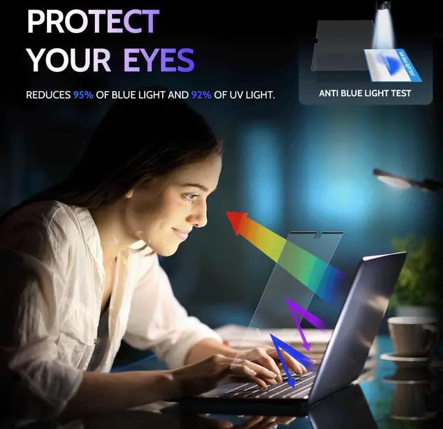 Alt view image 3 of 5 - Peslv Magnetic Anti Blue Light Screen Protector for MacBook Air 13.6/13 Inch (2022-2025, M2, M3, M4), Removable Glare Filter for 13" Mac Laptop Computer