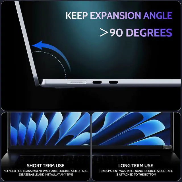 Alt view image 4 of 5 - Peslv Magnetic Anti Blue Light Screen Protector for MacBook Air 13.6/13 Inch (2022-2025, M2, M3, M4), Removable Glare Filter for 13" Mac Laptop Computer
