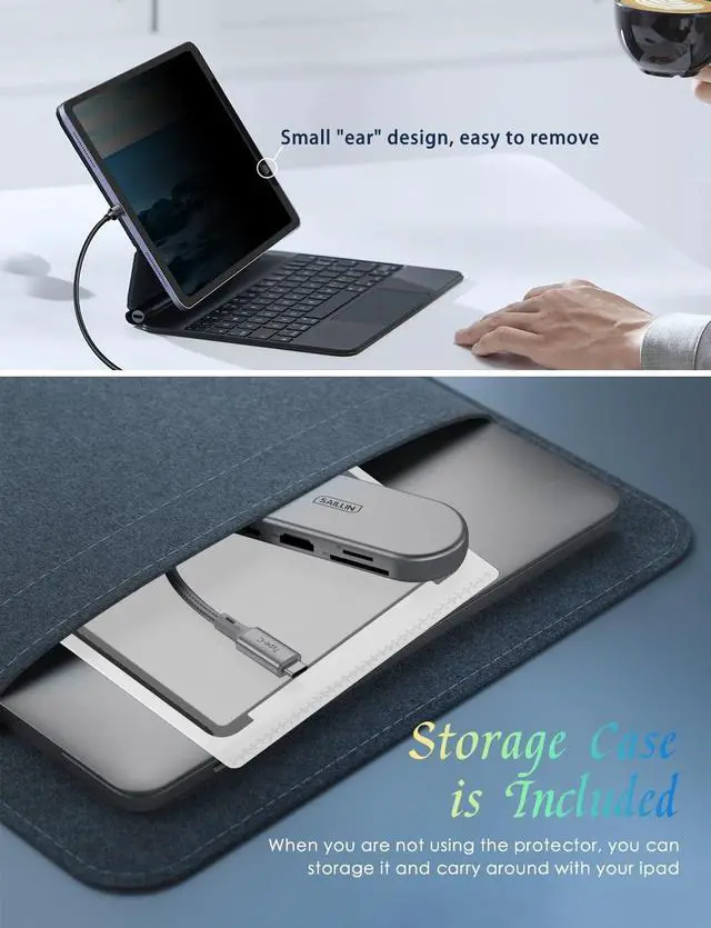 Alt view image 5 of 5 - PYS Privacy Screen Protector for iPad Pro 12.9 Inch 2022 2021 2020 2018 - Reusable and Washable iPad Privacy Screen Filter Compatible Apple Pencil & Case [Anti-glare] [Not Fall Off] [Full Screen