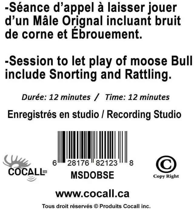 Alt view image 3 of 5 - COCALL Moose Sound Card - Call Session for Hunting (Bull Moose Session, 12 Minutes) - Micro SD Card for Cocall 2X - Replicates Real Moose Interactions - Press Play and Let it Play