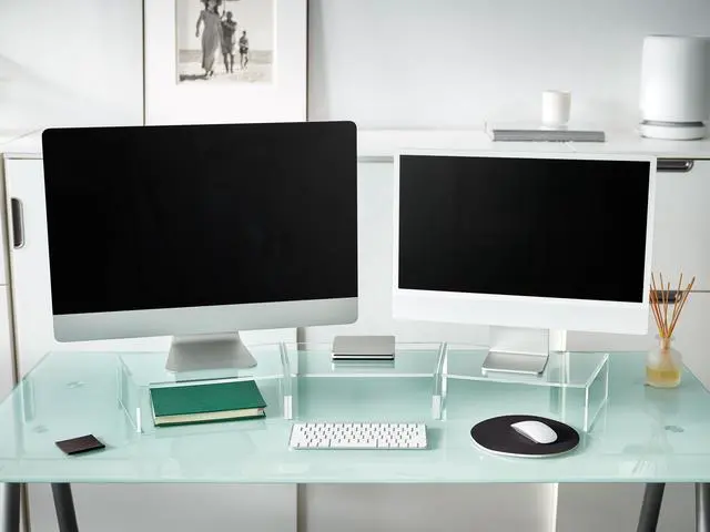 Alt view image 2 of 5 - Red Co. Set of 3 Modern Clear Acrylic Desktop Monitor Stand Risers, 14.7" x 9" x 4"