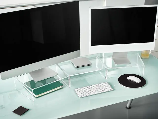 Alt view image 4 of 5 - Red Co. Set of 3 Modern Clear Acrylic Desktop Monitor Stand Risers, 14.7" x 9" x 4"