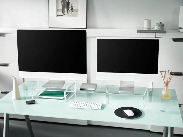 Alt view image 5 of 5 - Red Co. Set of 3 Modern Clear Acrylic Desktop Monitor Stand Risers, 14.7" x 9" x 4"