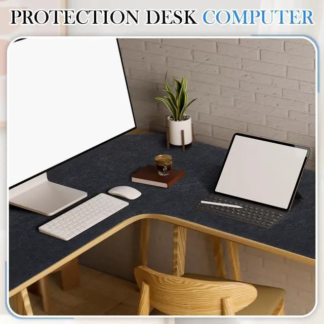 Alt view image 5 of 5 - Relaxweex Felt l Shaped Mouse Pad 36.2" x 15.7" Corner Desk Pad Dark Gray Large Felt Mouse Pad and Keyboard Mat l Shaped Desk Mat Desk Protector Mat for Office Home Desk Computer Protection