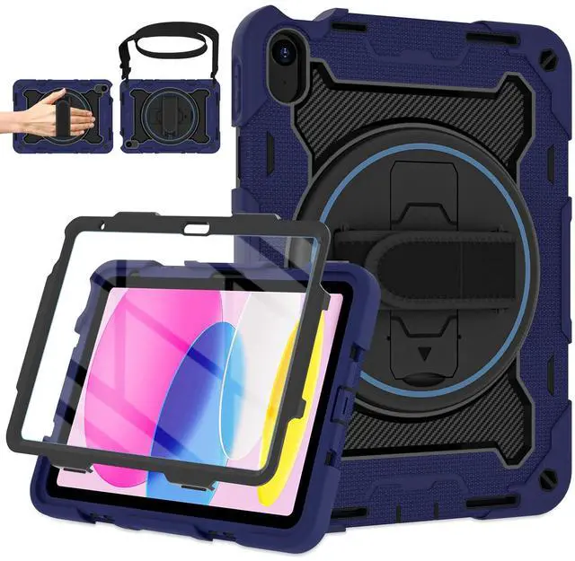 Main image of ROSROME Case for iPad A16 11th Generation 11 Inch 2025, iPad 10th Generation Case 10.9" for Kids with Screen Protector, 360 Kickstand Hand Strap, Shoulder Strap, Heavy Duty Shockproof Drop Protection
