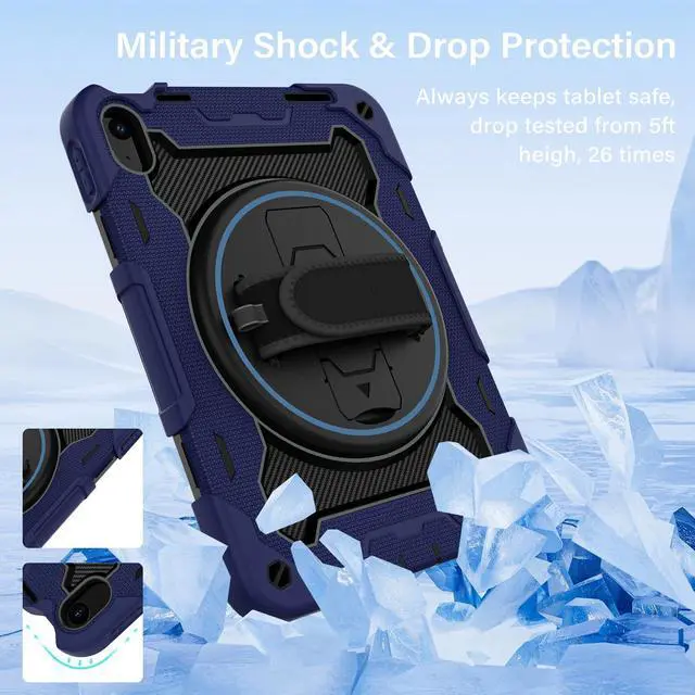 Alt view image 3 of 5 - ROSROME Case for iPad A16 11th Generation 11 Inch 2025, iPad 10th Generation Case 10.9" for Kids with Screen Protector, 360 Kickstand Hand Strap, Shoulder Strap, Heavy Duty Shockproof Drop Protection