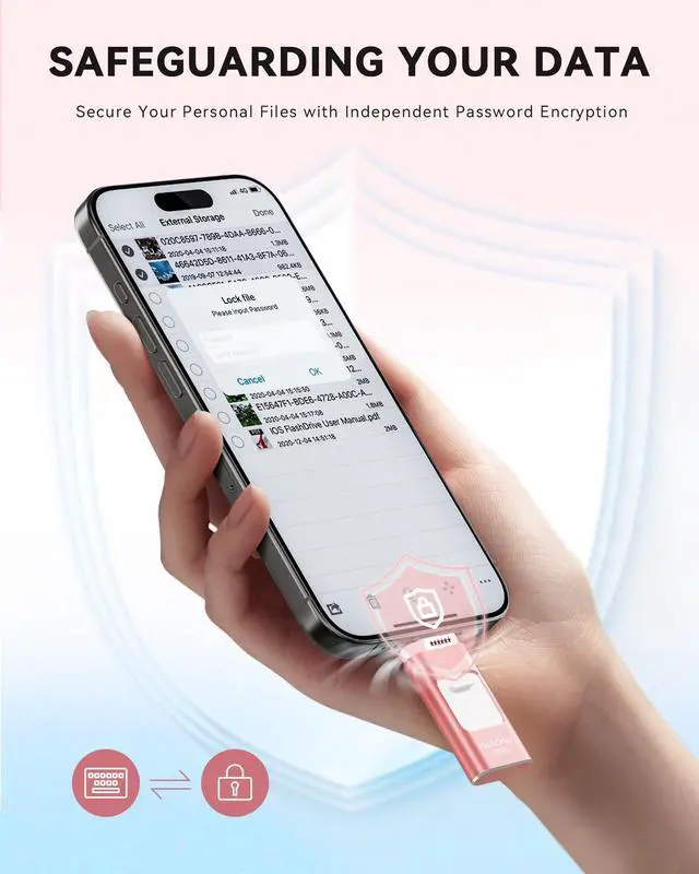 Alt view image 4 of 5 - Apple MFi Certified 512GB Flash Drive for iPhone Thumb Drive Photo Stick, USB Memory Stick iPhone Flash Drive for Photos Videos, High Speed Jump Drive Compatible for iPhone/iPad/Android/PC (Pink)