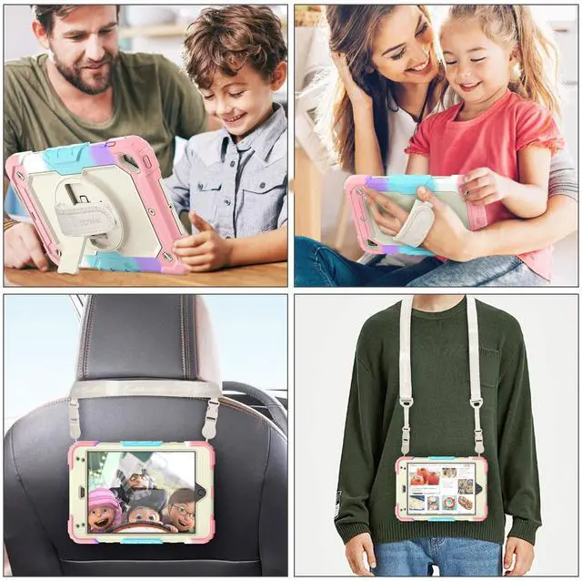 Alt view image 4 of 5 - SEYMAC stock Case for iPad Mini 5/4 with Screen Protector Pencil Holder [360 Rotating Hand Strap] & Stand, Drop-Proof Case for iPad Mini 5th/4th Generation 7.9 inch (Yellowish+Rose)