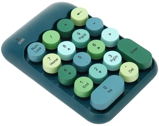 Alt view image 2 of 5 - Retro Color 2.4GHz Numeric Keypad with USB Receiver for Laptop, Portable 18 Keys Wireless Number Pads Round Keycaps Auto Sleep Accounting Numpad Compatible with OS X (Dark Green Color)