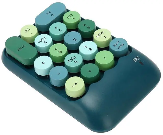 Alt view image 3 of 5 - Retro Color 2.4GHz Numeric Keypad with USB Receiver for Laptop, Portable 18 Keys Wireless Number Pads Round Keycaps Auto Sleep Accounting Numpad Compatible with OS X (Dark Green Color)
