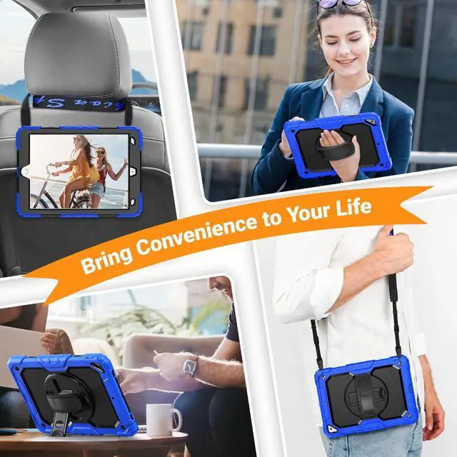 Alt view image 5 of 5 - SEYMAC for iPad Air 3/ Pro 10.5 inch Case, Heavy Duty Full-Body Shockproof Protective Case with Screen Protector, 360deg Rotating Stand, Hand/Shoulder Strap for iPad Air 3rd Gen, Blue