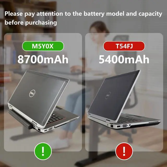 Alt view image 3 of 5 - 97Wh M5Y0X 9-Cell Laptop Battery for Dell Latitude E6420 E6430 E6440 E6520 E6530 E6540 E5420 E5430 E5520 E5530 Inspiron 4420 5420 5425 7420 7520 N4420 N4720 N5420 M421R M521R 2P2MJ NHXVW 71R31