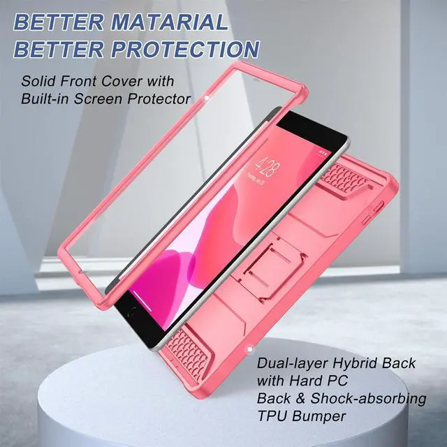 Alt view image 4 of 5 - Soke Case for iPad 9th/8th/7th Generation 10.2-Inch (2021/2020/2019 Release), with Built-in Screen Protector and Kickstand, Rugged Full Body Protective Cover for Apple iPad 10.2 Inch - Watermelon Red