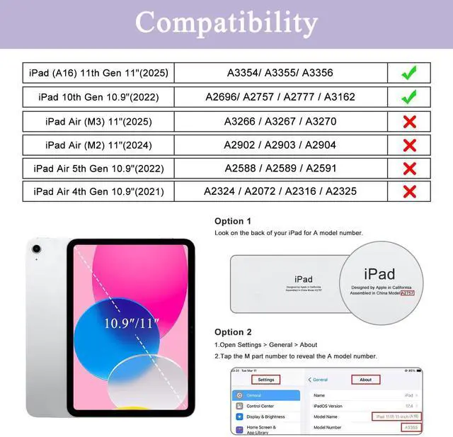 Alt view image 2 of 5 - Soke Keyboard Case for iPad 11th(A16 2025)/10th Generation(2022),7 Color Backlight Wireless Detachable Keyboard Cover,Soft TPU Folio Stand with Pencil Holder for iPad 11/10.9 inch, Lilac Marble