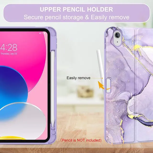 Alt view image 3 of 5 - Soke Keyboard Case for iPad 11th(A16 2025)/10th Generation(2022),7 Color Backlight Wireless Detachable Keyboard Cover,Soft TPU Folio Stand with Pencil Holder for iPad 11/10.9 inch, Lilac Marble