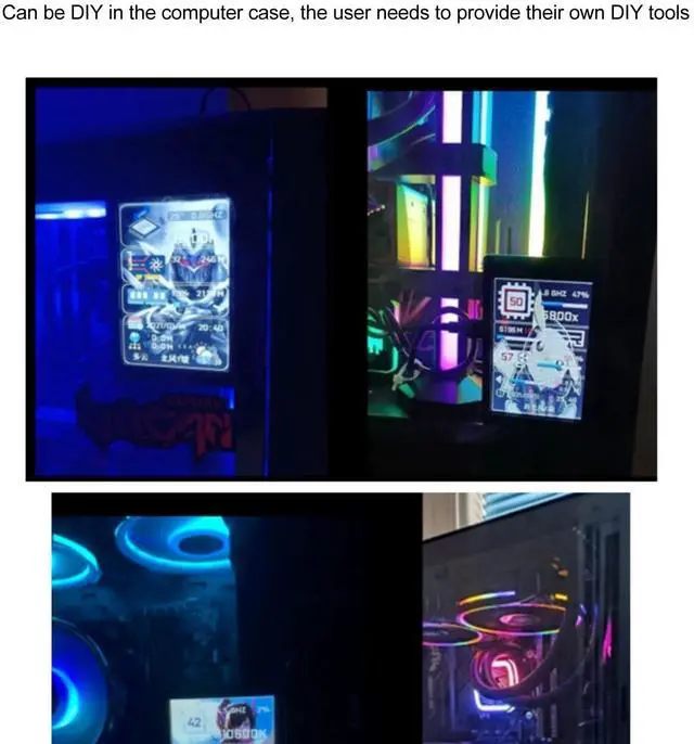 Alt view image 3 of 5 - Computer Temp Monitor, 320x480 Mini Screen PC Sensor Panel Display for Office (White)