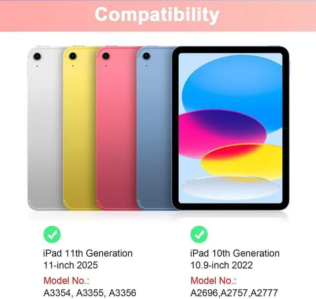 Alt view image 2 of 5 - SOPPY Bluetooth Keyboard Case with Mouse for iPad 11th Gen. (A16) 11-inch 2025, 10th Generation 10.9 inch 2022, Detachable Protective Cover, with Built-in Pen Holder, USB-C Rechargeable, Pink