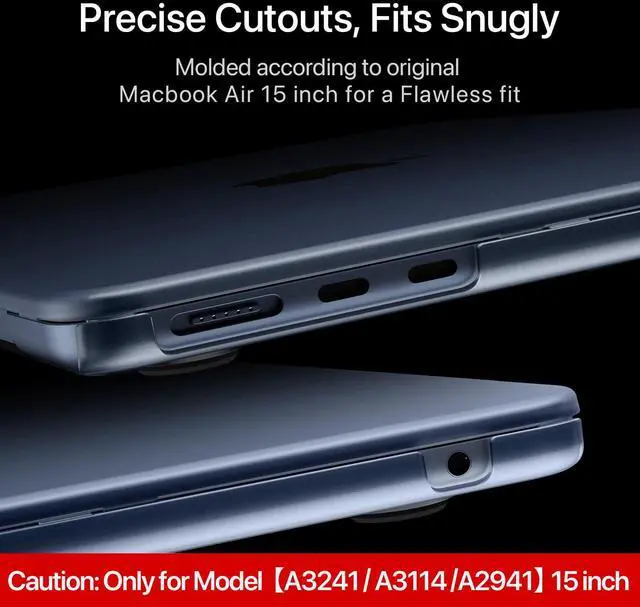 Alt view image 4 of 5 - Soonjet Compatible for MacBook Air 15 inch Case M4 M3 M2 2025 2024 2023 [100% Match Official Color] [Ultra Thin Armor] Protective Hard Shell Matte Cover for Laptop A3241 A3114 A2941 - Midnight Clear