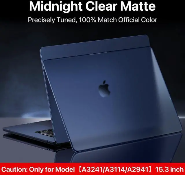 Alt view image 5 of 5 - Soonjet Compatible for MacBook Air 15 inch Case M4 M3 M2 2025 2024 2023 [100% Match Official Color] [Ultra Thin Armor] Protective Hard Shell Matte Cover for Laptop A3241 A3114 A2941 - Midnight Clear