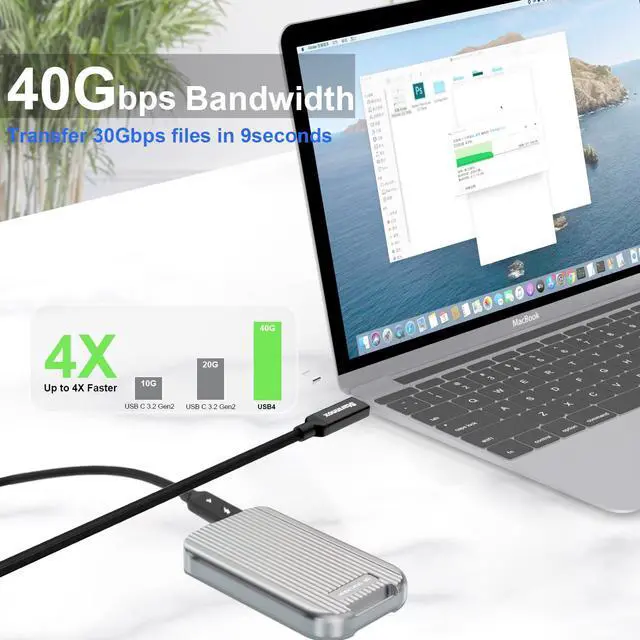 Alt view image 3 of 5 - Starinnox 10Ft Thunderbolt 4 USB4 Cable, 40Gbps Data Transfer, 8K HD Display, 240W Fast Charging, Compatible with Thunderbolt 3/4 & USB-C Devices (3m)