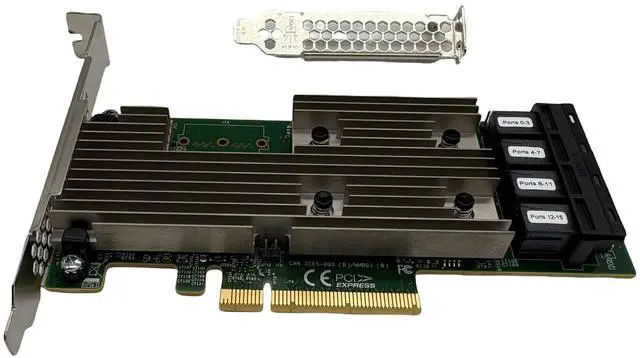 Alt view image 3 of 5 - SXTAIGOOD SAS9305-16i SATA SAS 16 Port HBA 12Gbs RAID Controller Card Host Bus Adapter PCIe 3.0 x8 IT-Mode 05-25703-00 Card 9305-16i+4 * 8643 SATA Cable