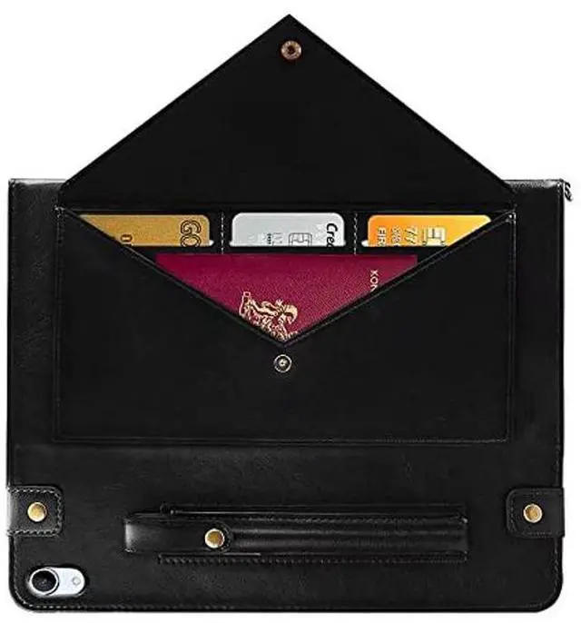 Alt view image 4 of 5 - Handbag Case for iPad Mini 7 2024 8.3" / Mini 6 2021, Techcircle Folio Stand PU Leather Crossbody iPad Mini Cover with Hand Strap+Shoulder Strap, Multi-Card Slots Envelope Pocket Wallet Case, Black