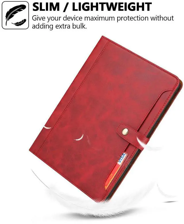 Alt view image 5 of 5 - Folio Case for iPad (A16) 11" 2025 / iPad 10th Generation 2022, TECHCIRCLE Vegan Leather Folding Stand [Pencil Holder] Soft TPU Back Shell Protective Smart Cover with Card Slots & Pockets, Red