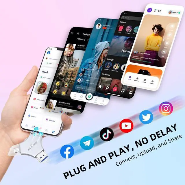 Alt view image 4 of 5 - MFi Certified USB 3.0 Flash Drive 64GB for iPhone, 3in1 External Memory Photo Keeper Storage Stick for Picture/Video/Data Saver/Backup, High Speed Thumb/Jump/Hard Drives for iPhone/iPad/Android/PC