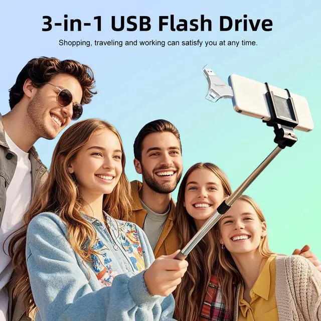 Alt view image 3 of 5 - MFi Certified USB 3.0 Flash Drive 64GB for iPhone, 3in1 External Memory Photo Keeper Storage Stick for Picture/Video/Data Saver/Backup, High Speed Thumb/Jump/Hard Drives for iPhone/iPad/Android/PC